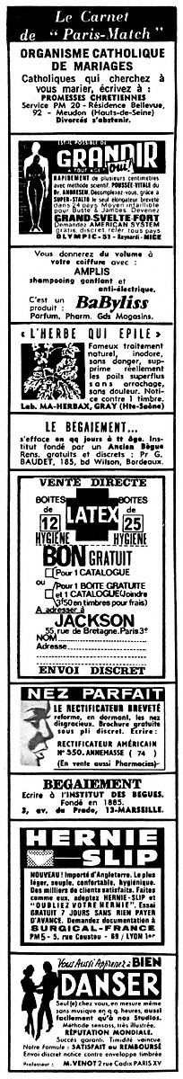 Advert Carnets Match 1969