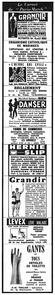 Advert Carnets Match 1969