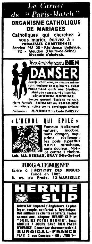 Advert Carnets Match 1969