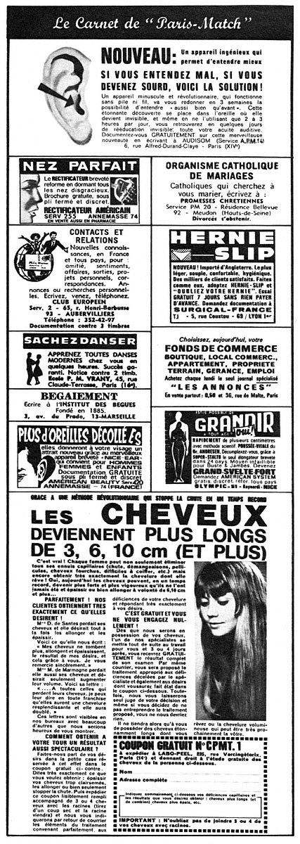 Advert Carnets Match 1970