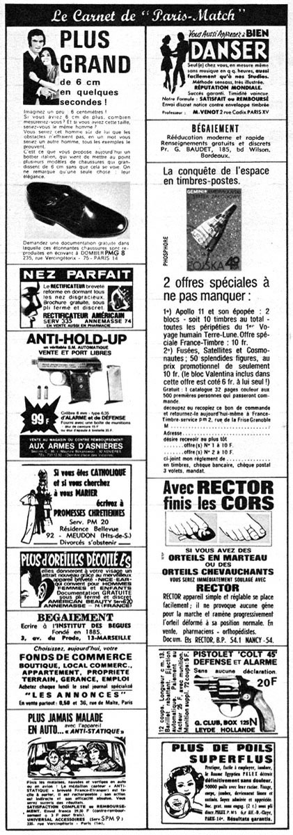 Advert Carnets Match 1970