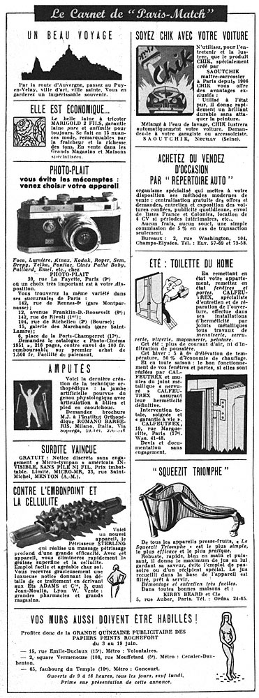 Advert Carnets Match 1951