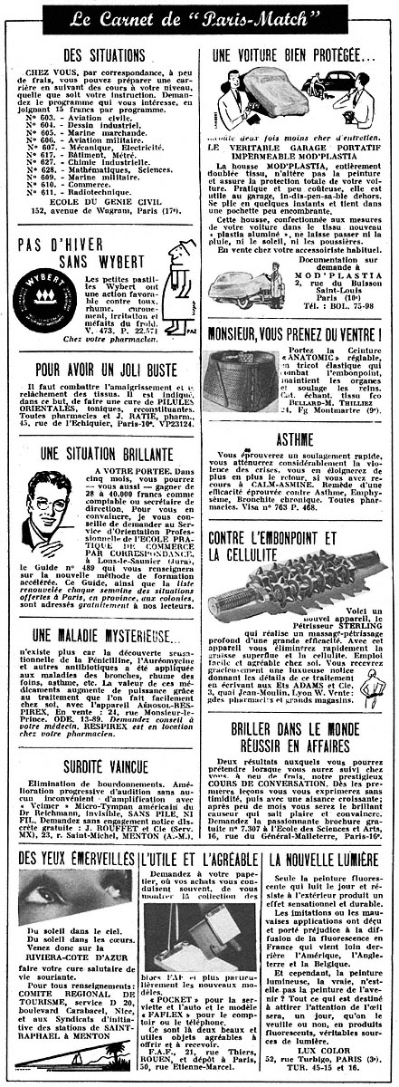 Advert Carnets Match 1952