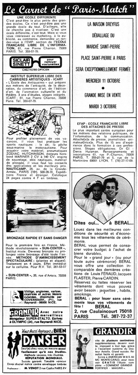 Advert Carnets Match 1978