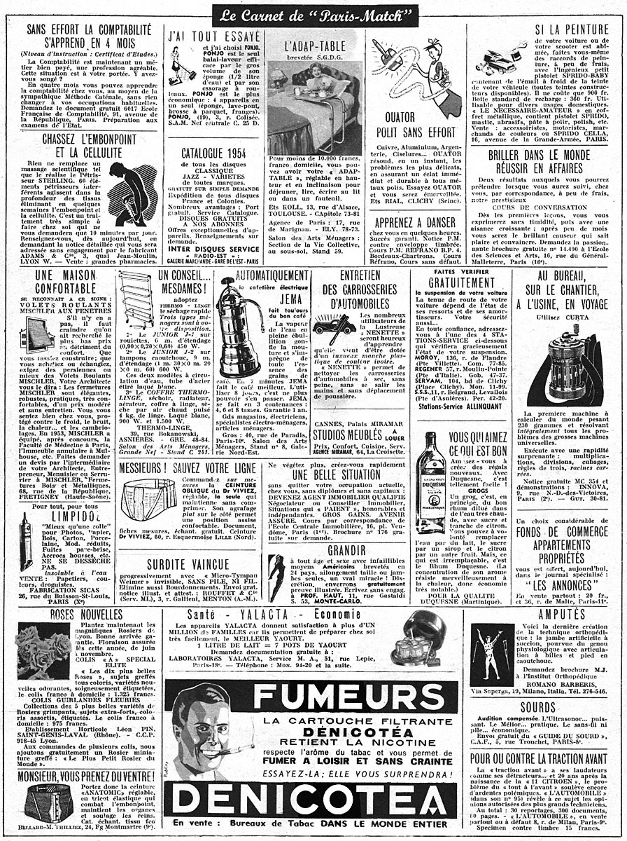 Advert Carnets Match 1954