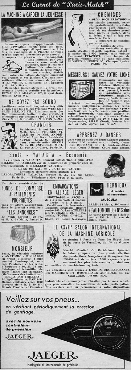 Advert Carnets Match 1954