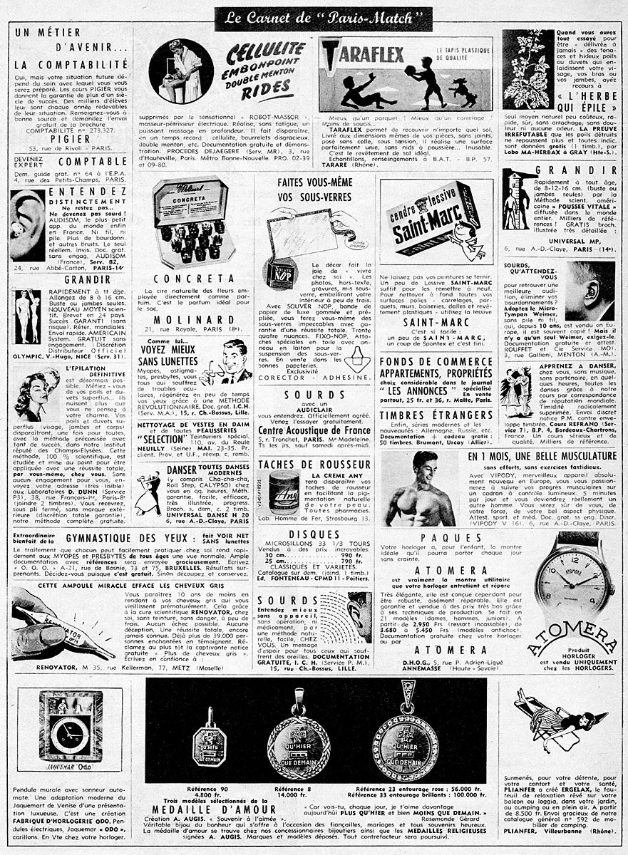 Advert Carnets Match 1959