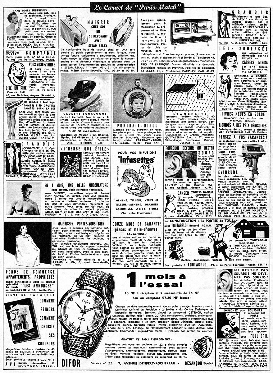 Advert Carnets Match 1960