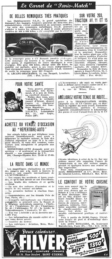 Advert Carnets Match 1950