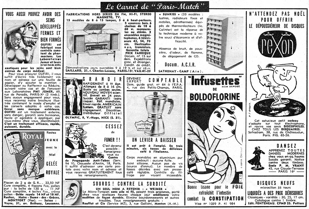Advert Carnets Match 1960