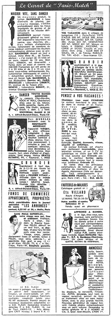 Advert Carnets Match 1961