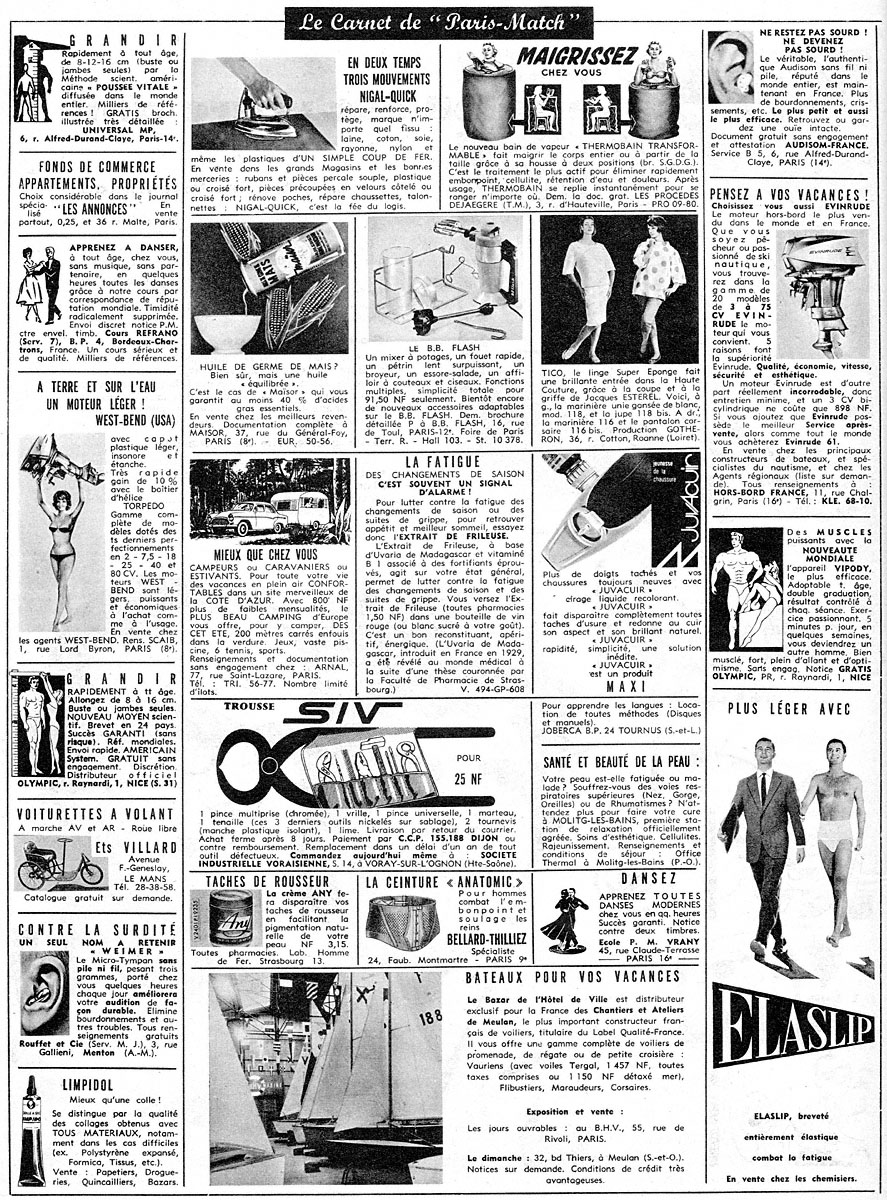 Advert Carnets Match 1961