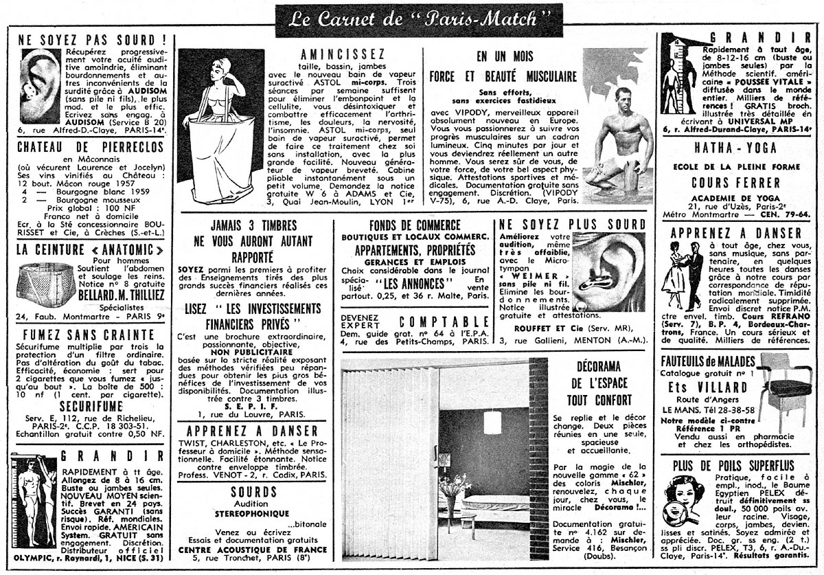 Advert Carnets Match 1962