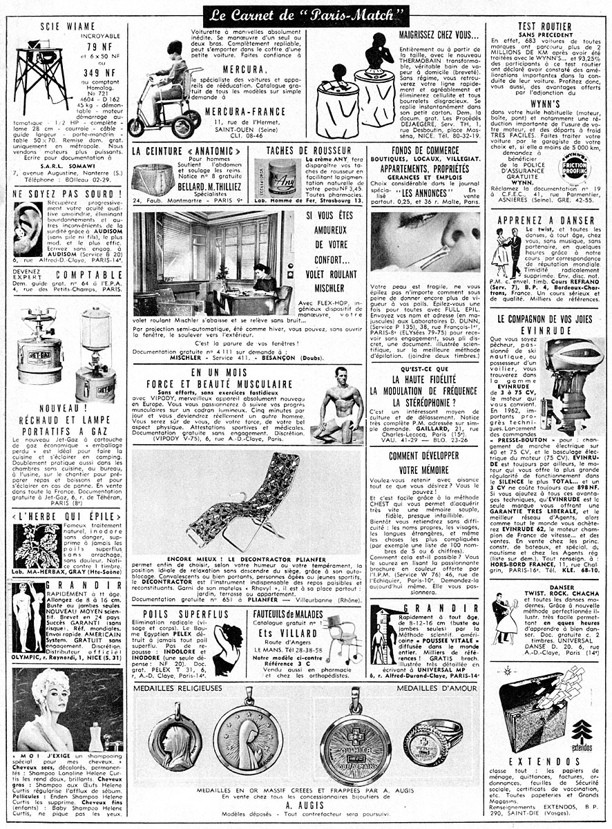 Advert Carnets Match 1962