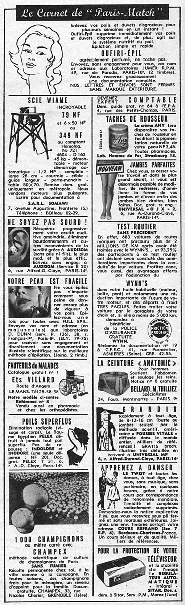 Advert Carnets Match 1962