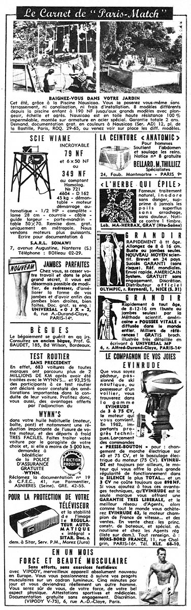 Advert Carnets Match 1962