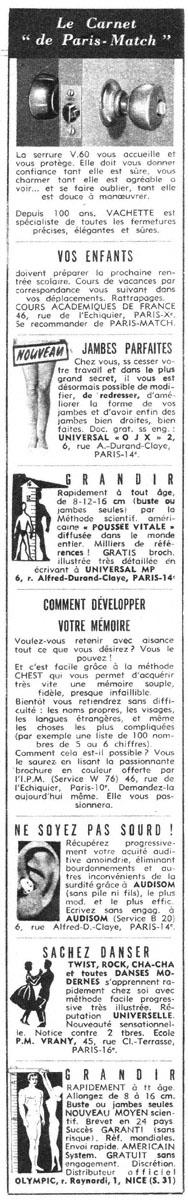 Advert Carnets Match 1962