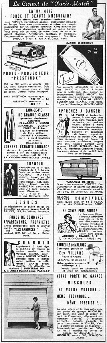 Advert Carnets Match 1962