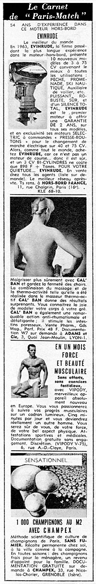 Advert Carnets Match 1963