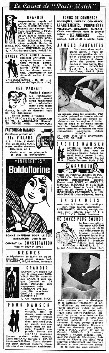 Advert Carnets Match 1965