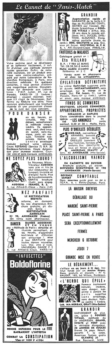 Advert Carnets Match 1965