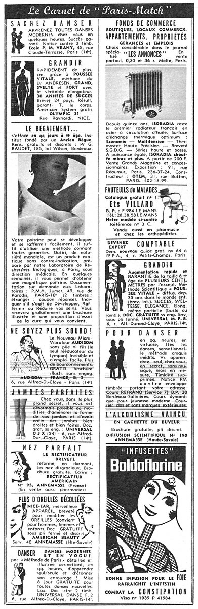 Advert Carnets Match 1965