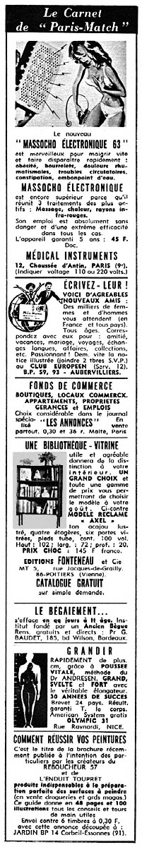 Advert Carnets Match 1966