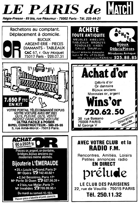 Advert Paris de Match 1984