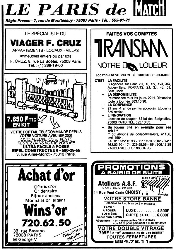 Advert Paris de Match 1984