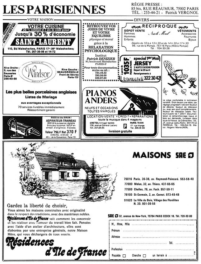 Advert Parisiennes 1979