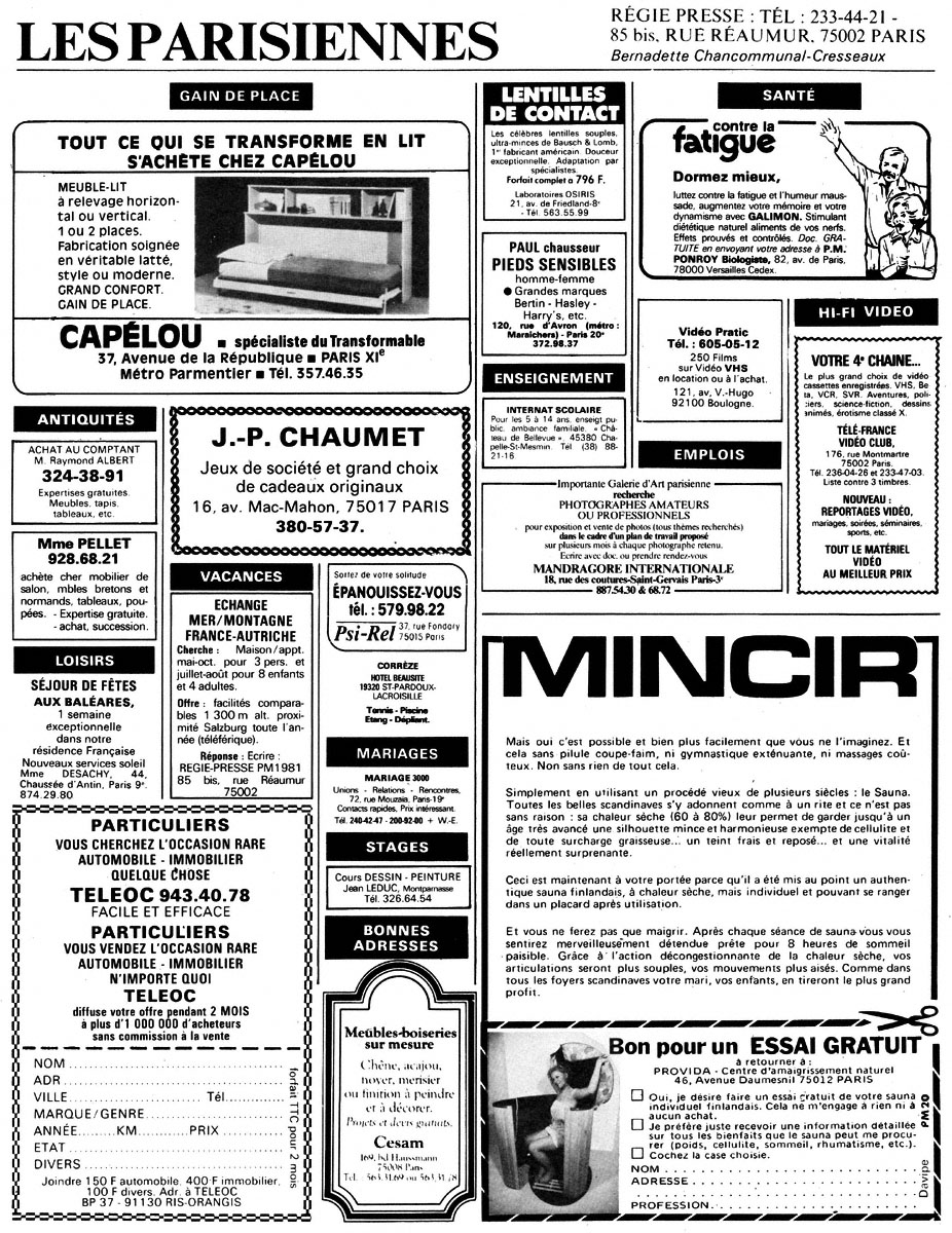 Advert Parisiennes 1980