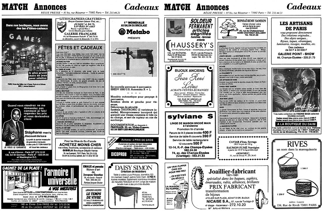 Advert Parisiennes 1981