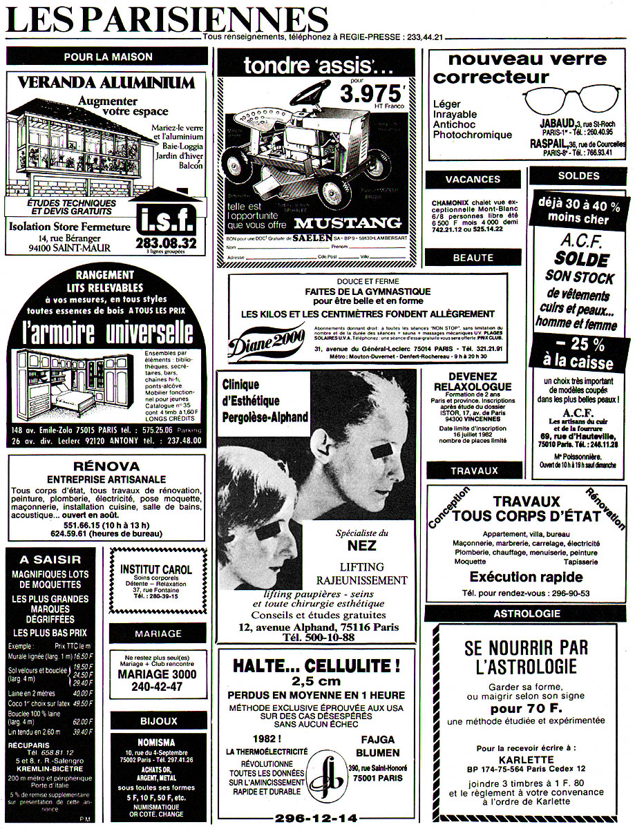 Advert Parisiennes 1982