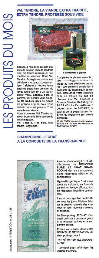 Advert ProduitsMois 1992