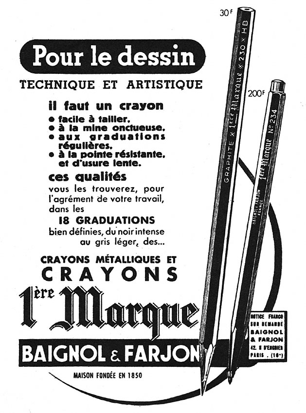 Advert Baignol & Farjon 1950