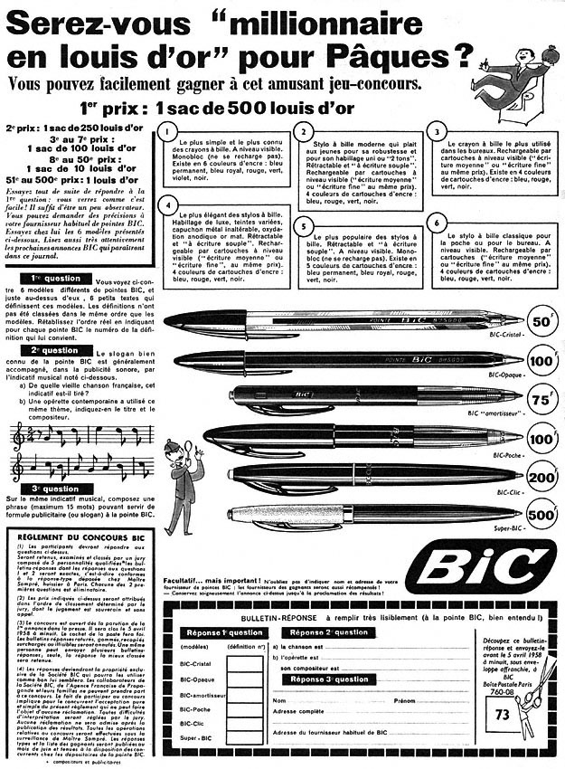 Advert Bic 1958