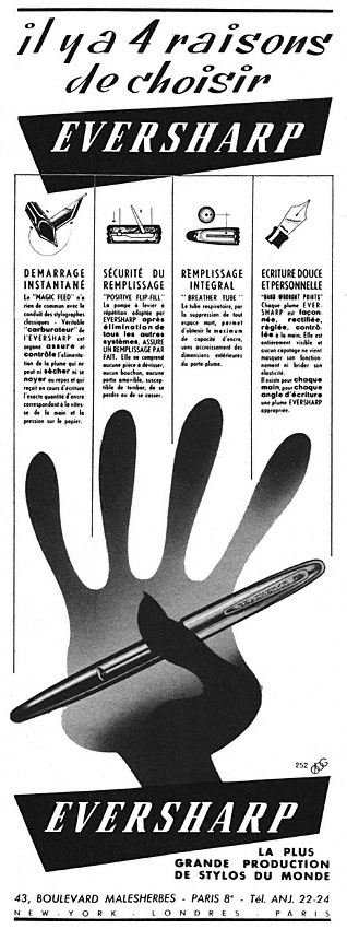 Advert Eversharp 1952