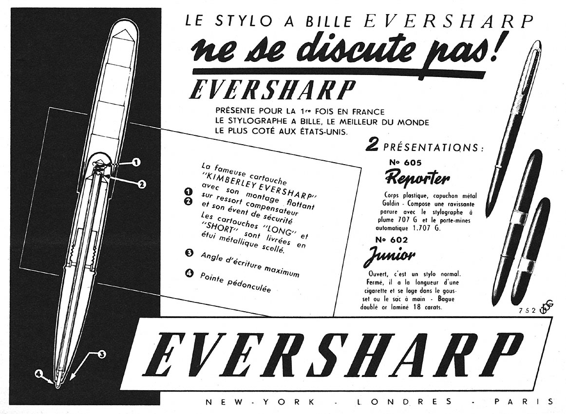 Advert Eversharp 1952