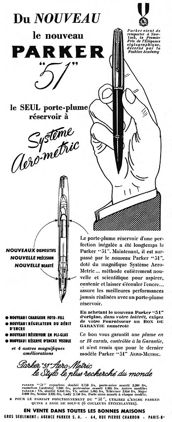 Advert Parker 1950