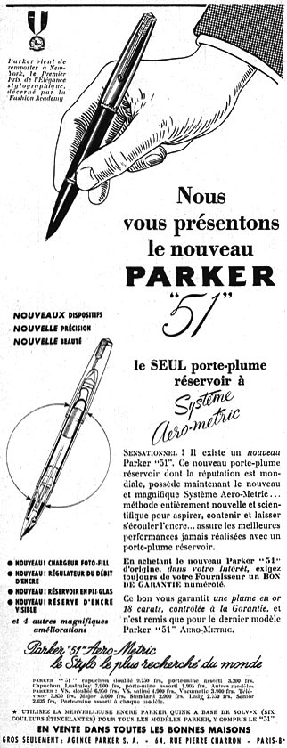 Advert Parker 1950