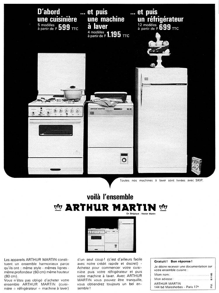 Advert Arthur Martin 1965
