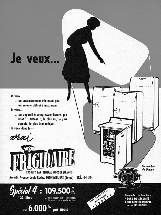 Advert Frigidaire 1954
