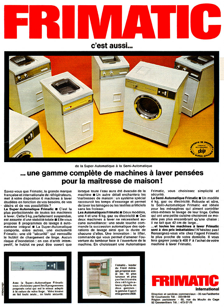 Advert Frimatic 1966