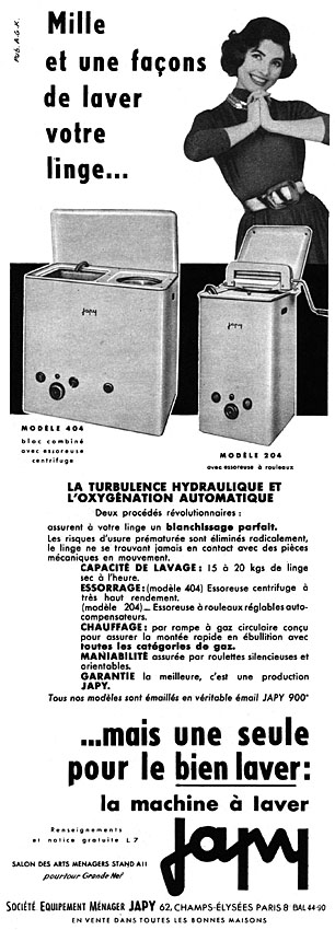 Advert Japy 1957