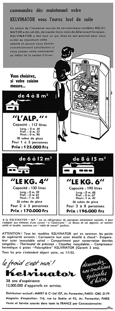 Advert Kelvinator 1953