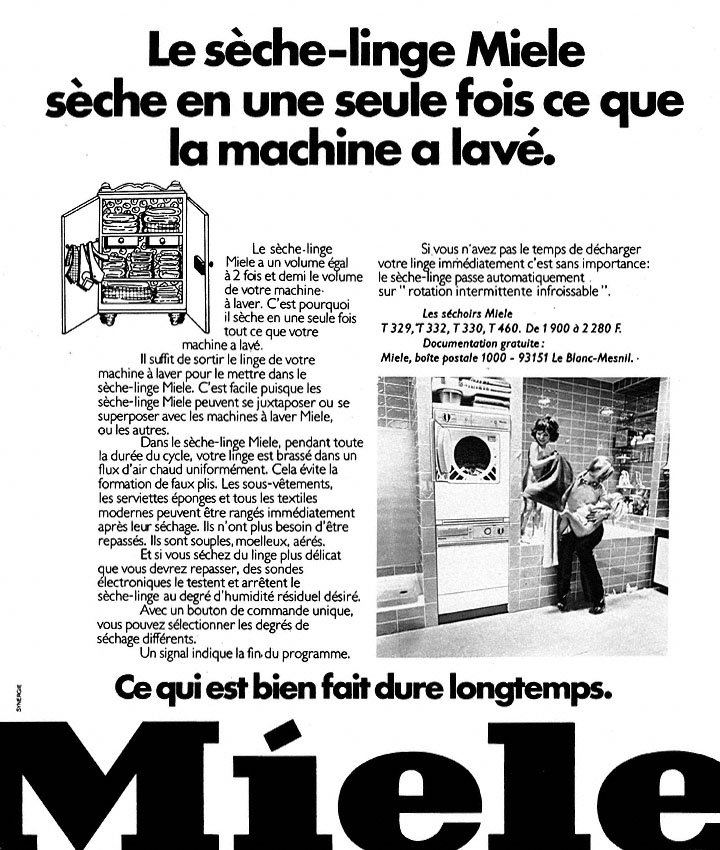 Advert Miele 1973