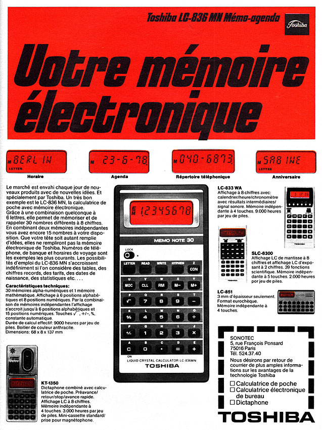 Advert Toshiba 1978
