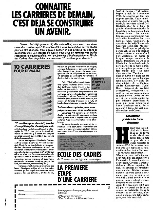 Advert Ecole des Cadres 1983