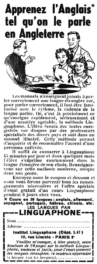 Advert Linguaphone 1953