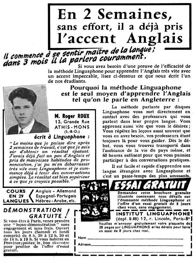 Advert Linguaphone 1954